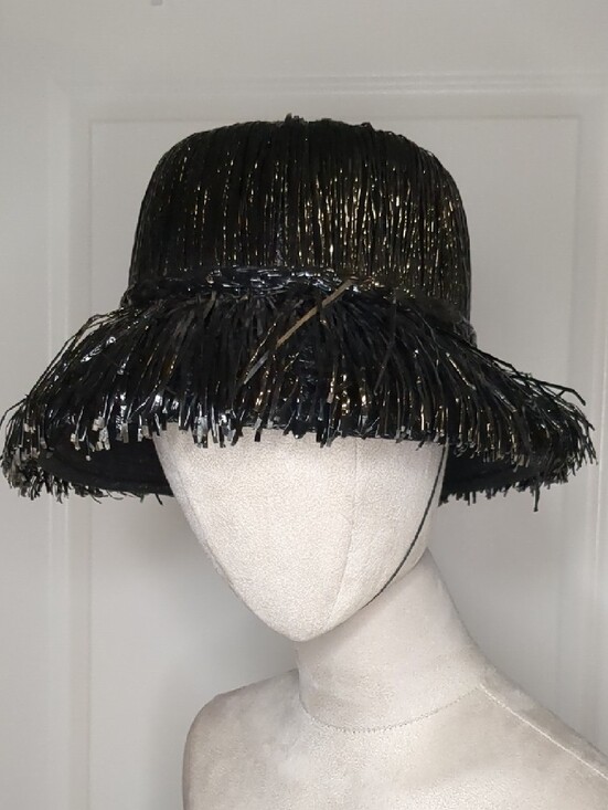 Herbert Elster & Co. inc Accessories - Vintage 50s Herbert Elster Black Straw Hat Summer Beach Made In Italy